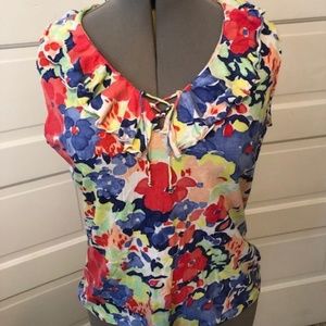 CHAPS Floral tie neck shirt